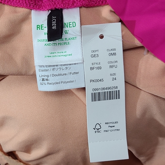 J. Crew Ruffle Scoopback One-piece Radiant Fuschia Bathing Suit NWT - Picture 6 of 6